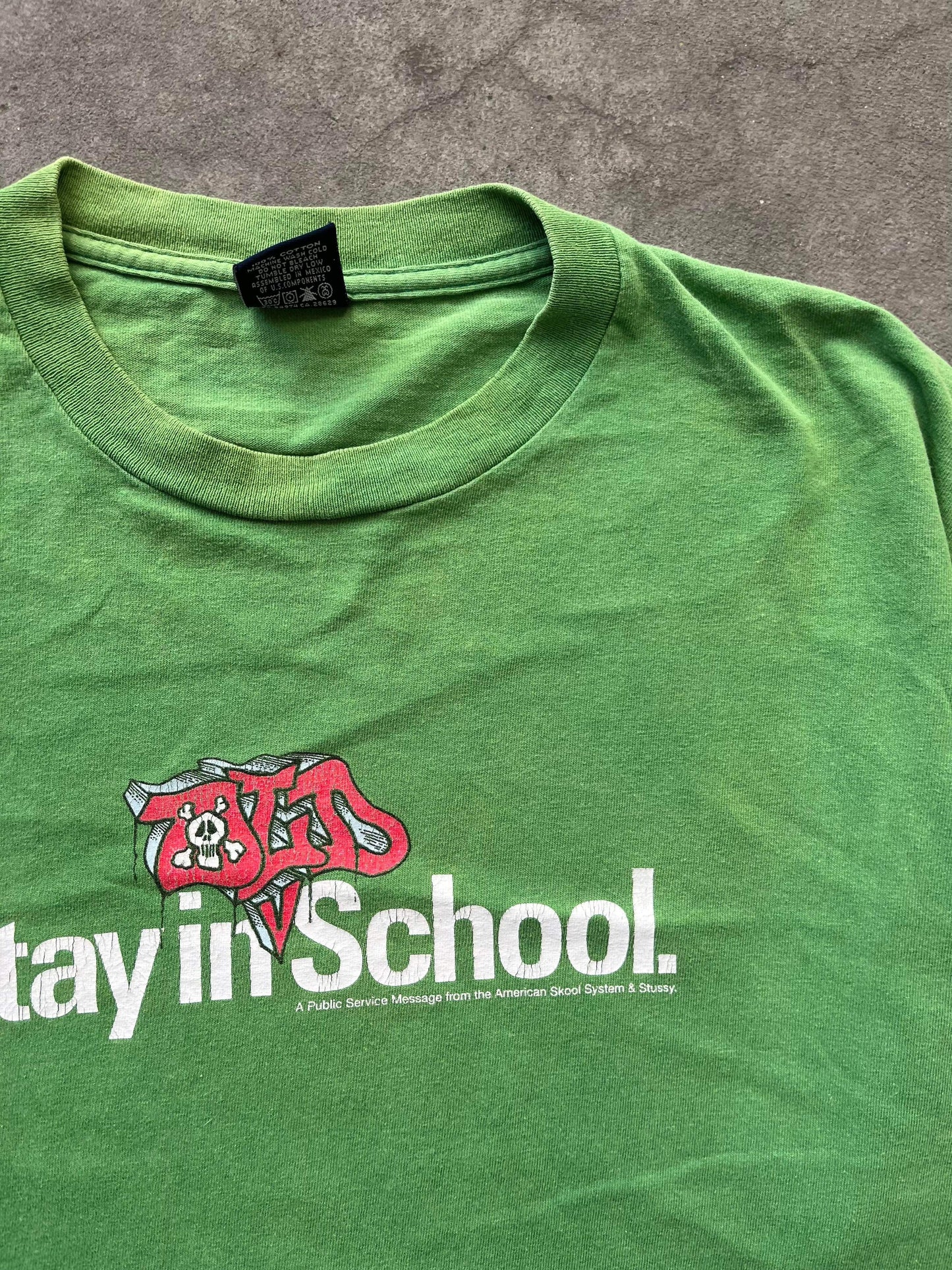 (XL) 90’s Sunfaded Distressed Stussy Stay in School Tee