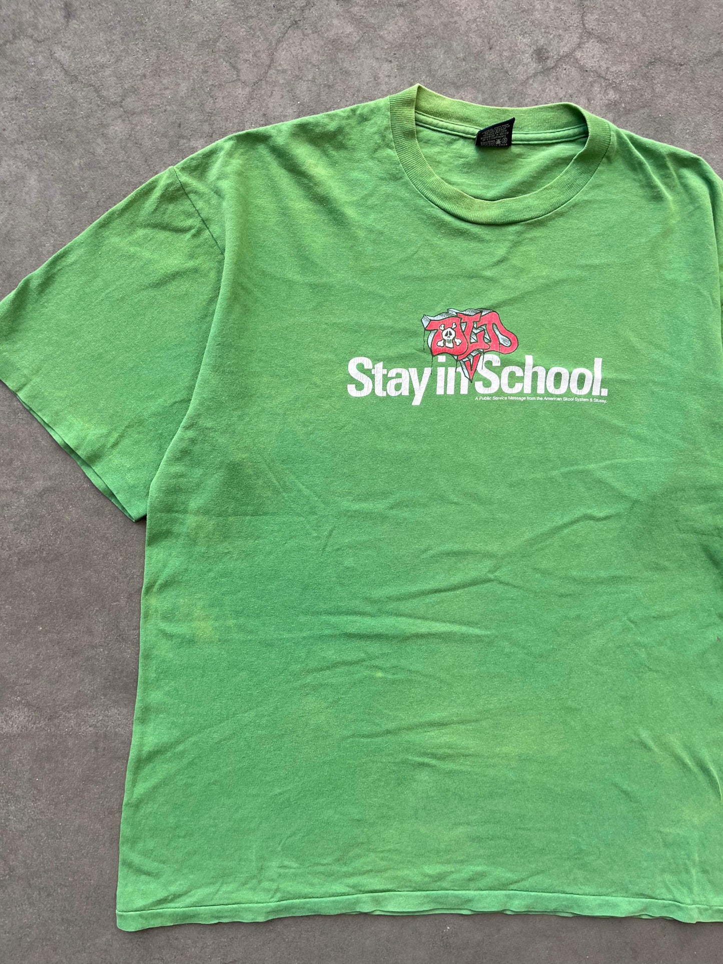 (XL) 90’s Sunfaded Distressed Stussy Stay in School Tee