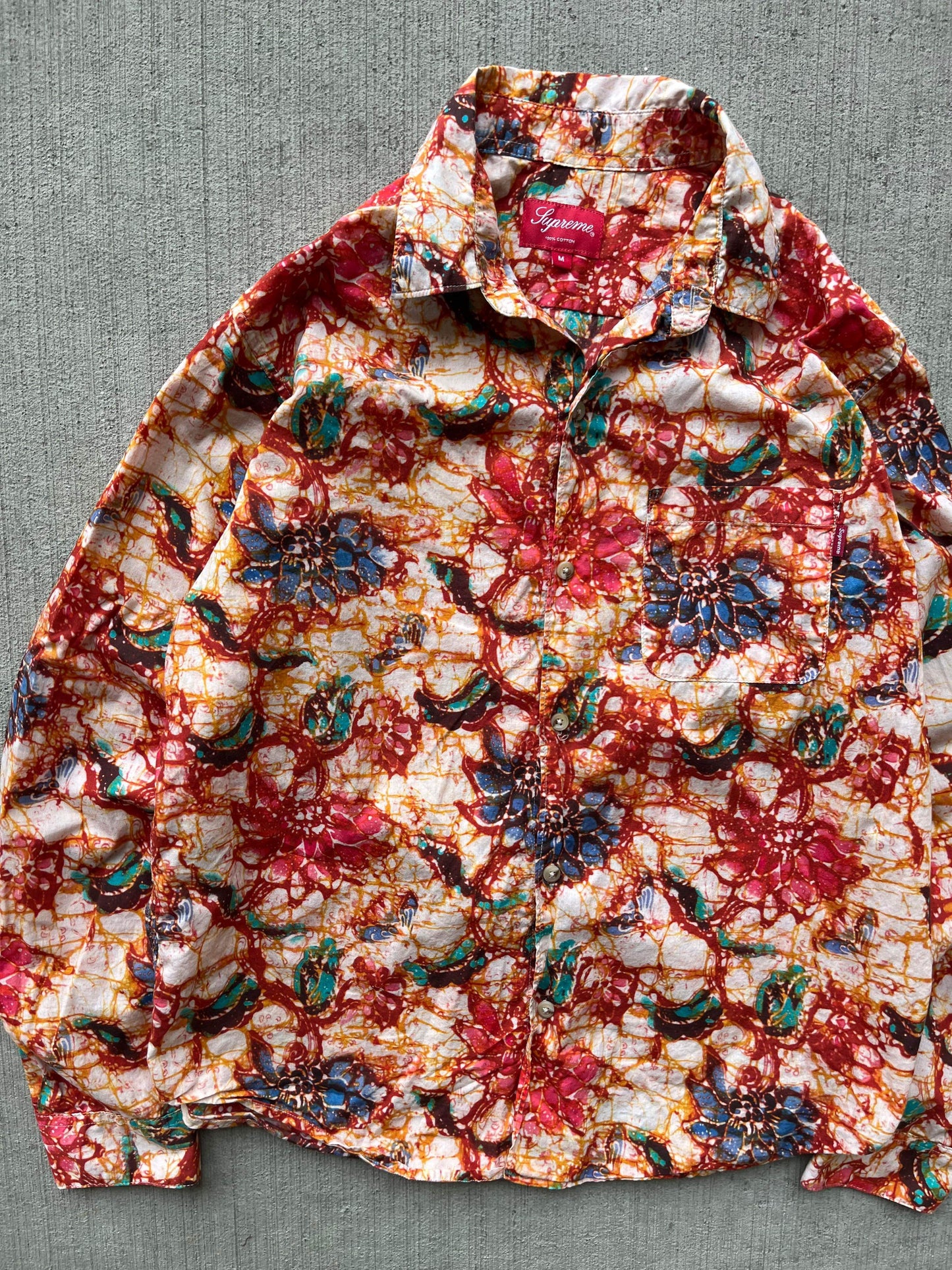 (M) Supreme Acid Floral Button Up Shirt
