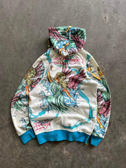 (M) 2000s Ed Hardy AOP Zip Up