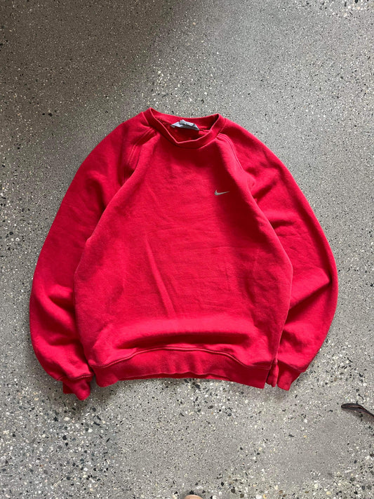 (S/M) 2000s Nike Red Swoosh Crewneck