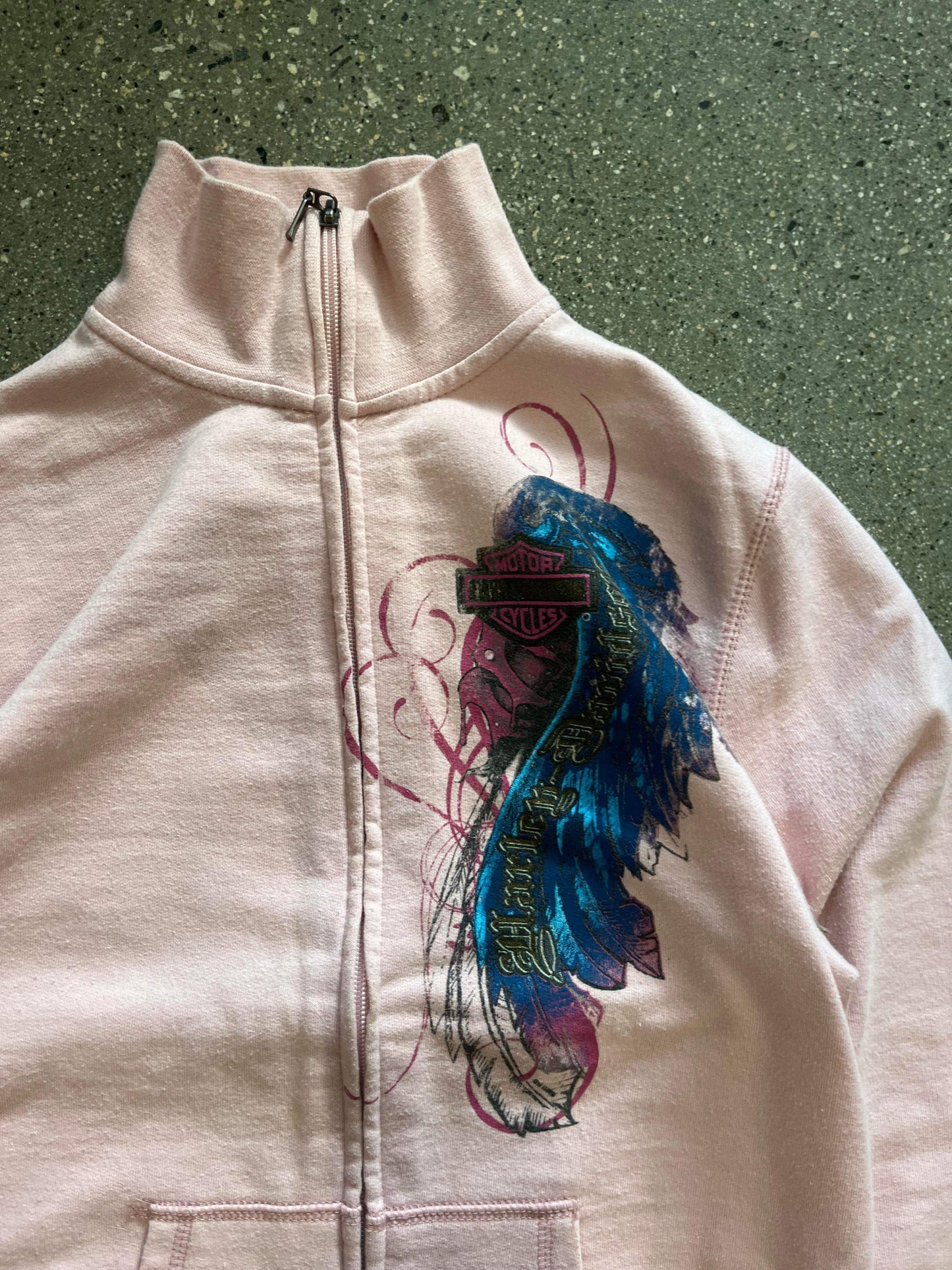 (S) Harley Davidson Pink Art Zip Up
