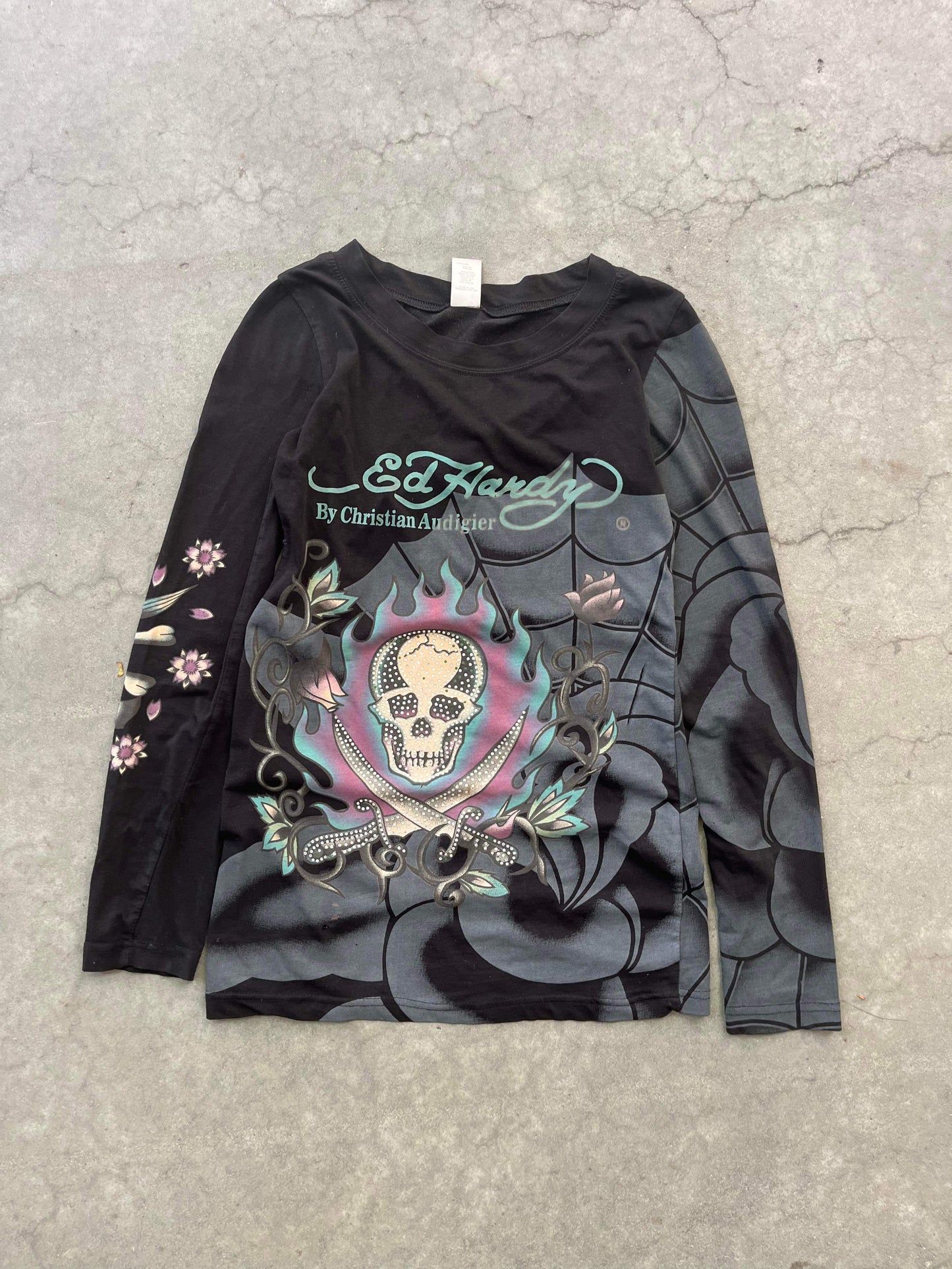 (S/M) Ed Hardy Fish Doublesided LS