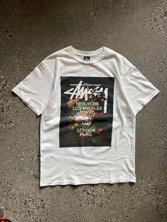 (L) Stussy Floral White Tee