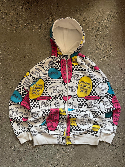 (XL/2X) Stussy Comic Print AOP Hoodie