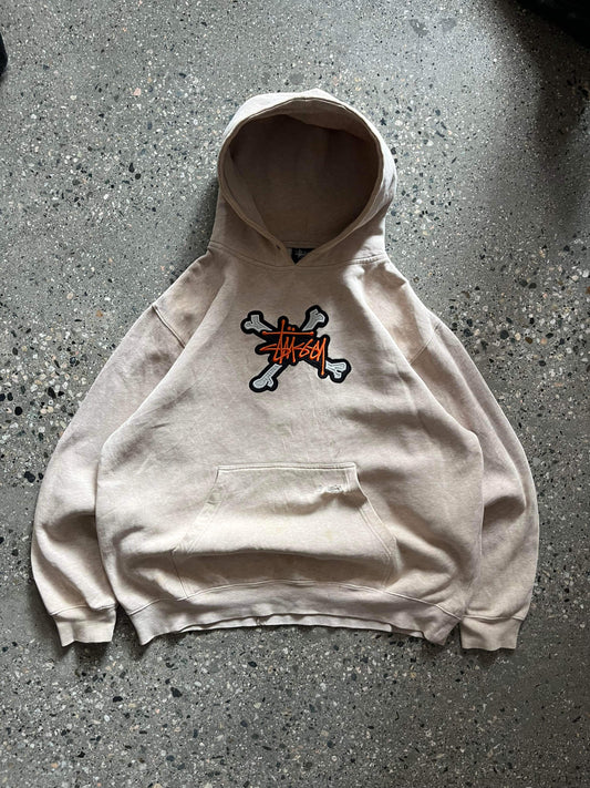 (L/XL) 90’s Stussy Distressed Bones Hoodie