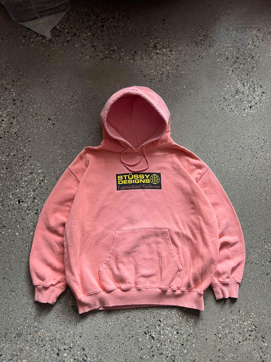 (M) Stussy Designs Pink Boxy Hoodie