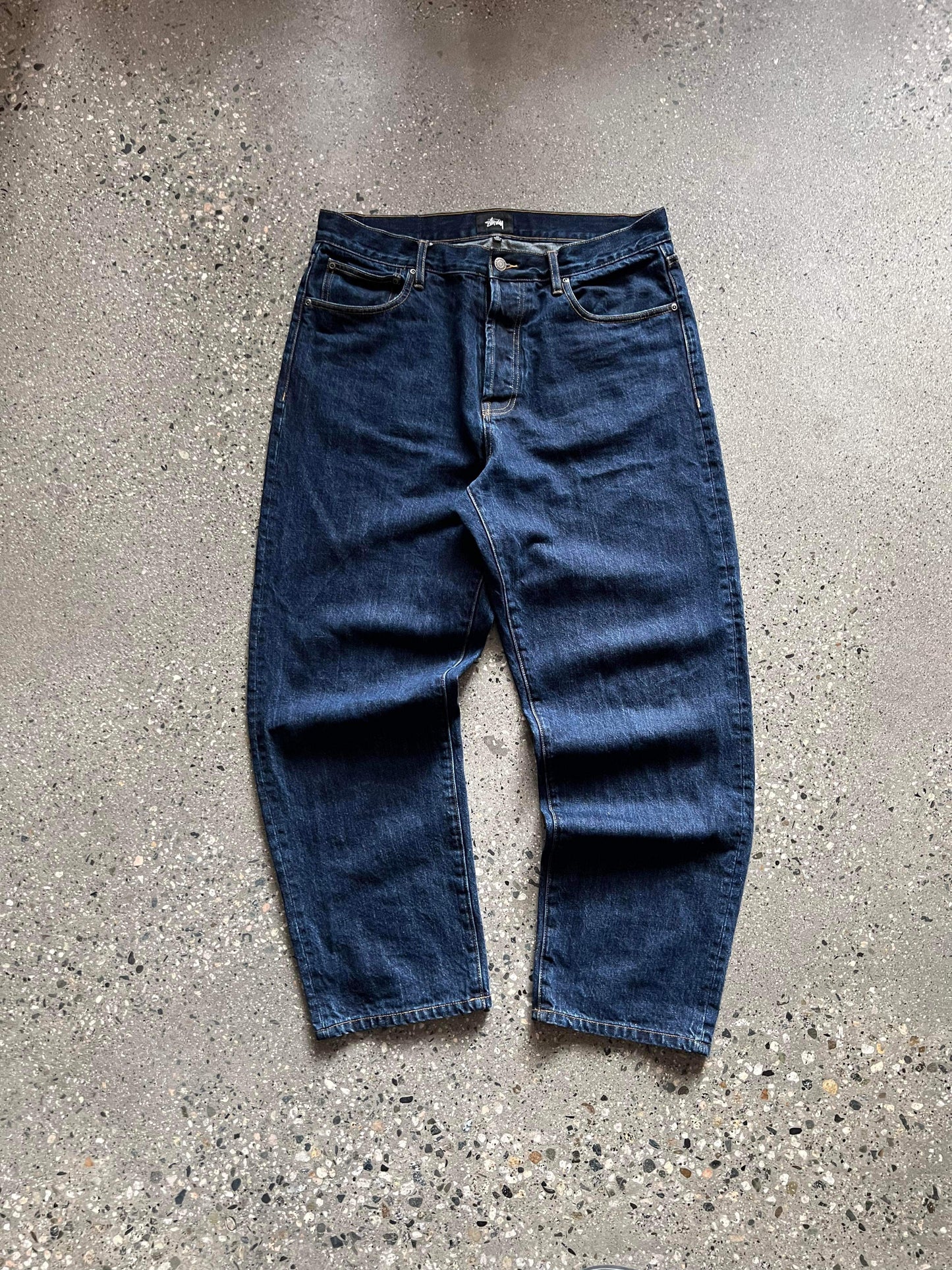 (34”) Stussy Baggy Dark Wash Denim