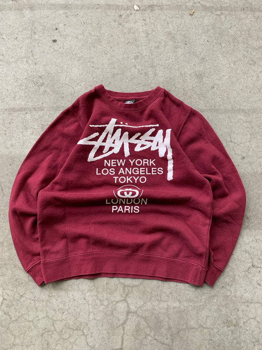 (S) Maroon Stussy International Crewneck
