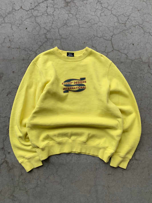 (XS) Stussy Design International Yellow Crewneck