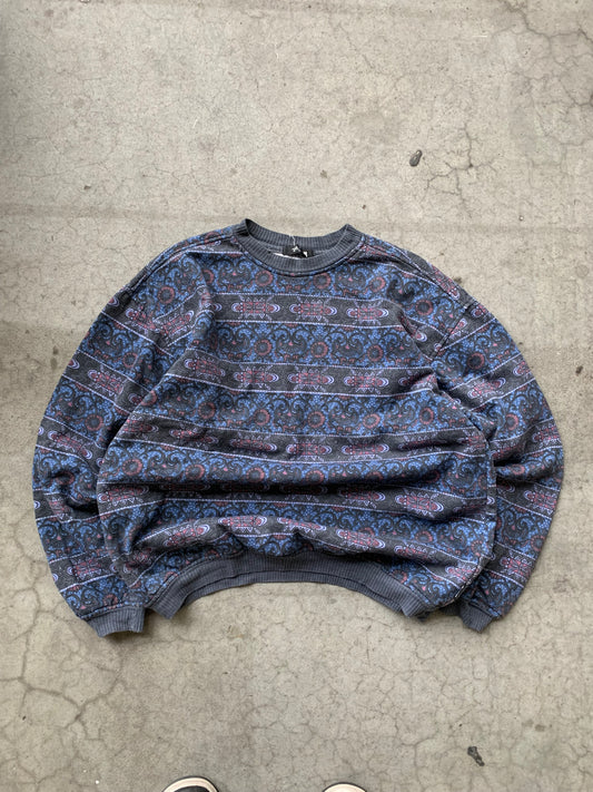 (M/L) Stussy Aztec All Over Print Crewneck