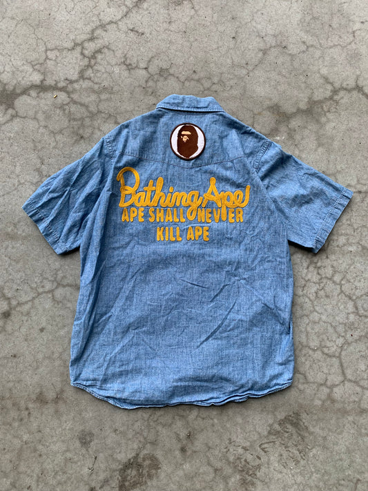 (M) Bape Denim Button Up Tee