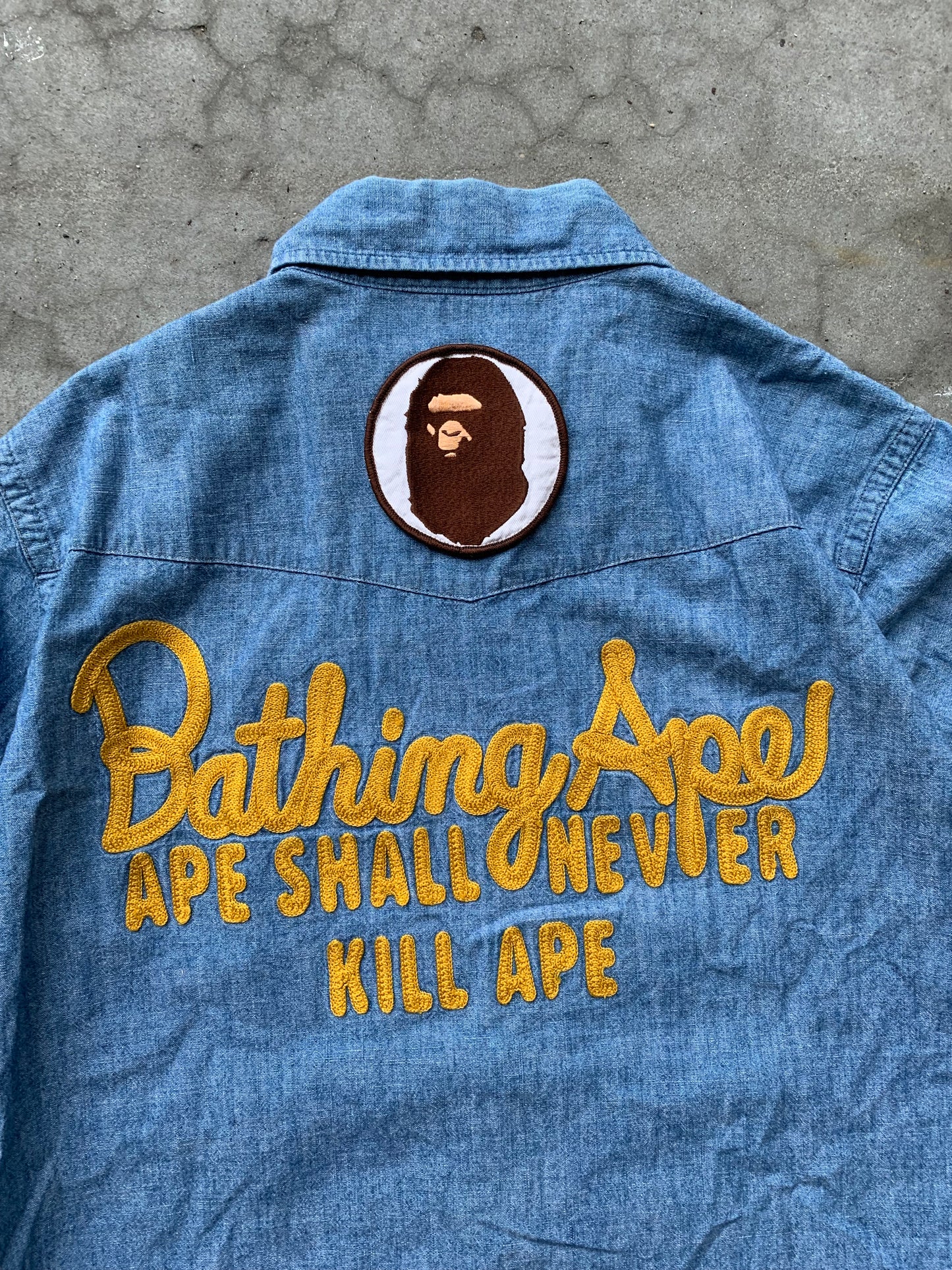 (M) Bape Denim Button Up Tee
