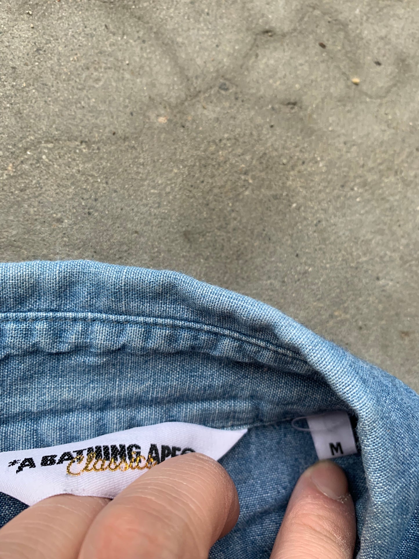 (M) Bape Denim Button Up Tee