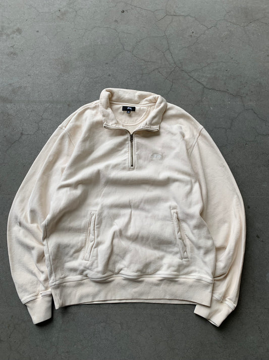 (2X) Stussy Cream Quarter Zip