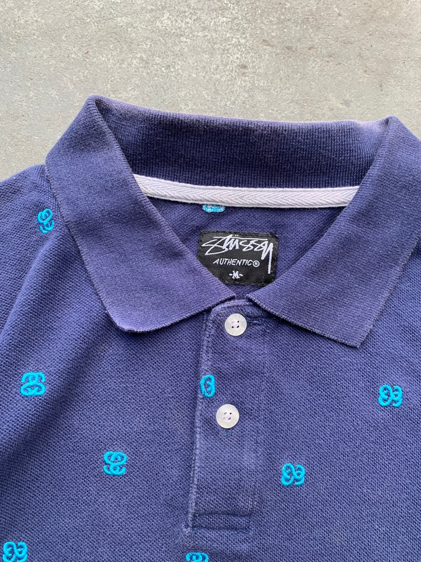 (S/M) 2000s Stussy Monogram Polo