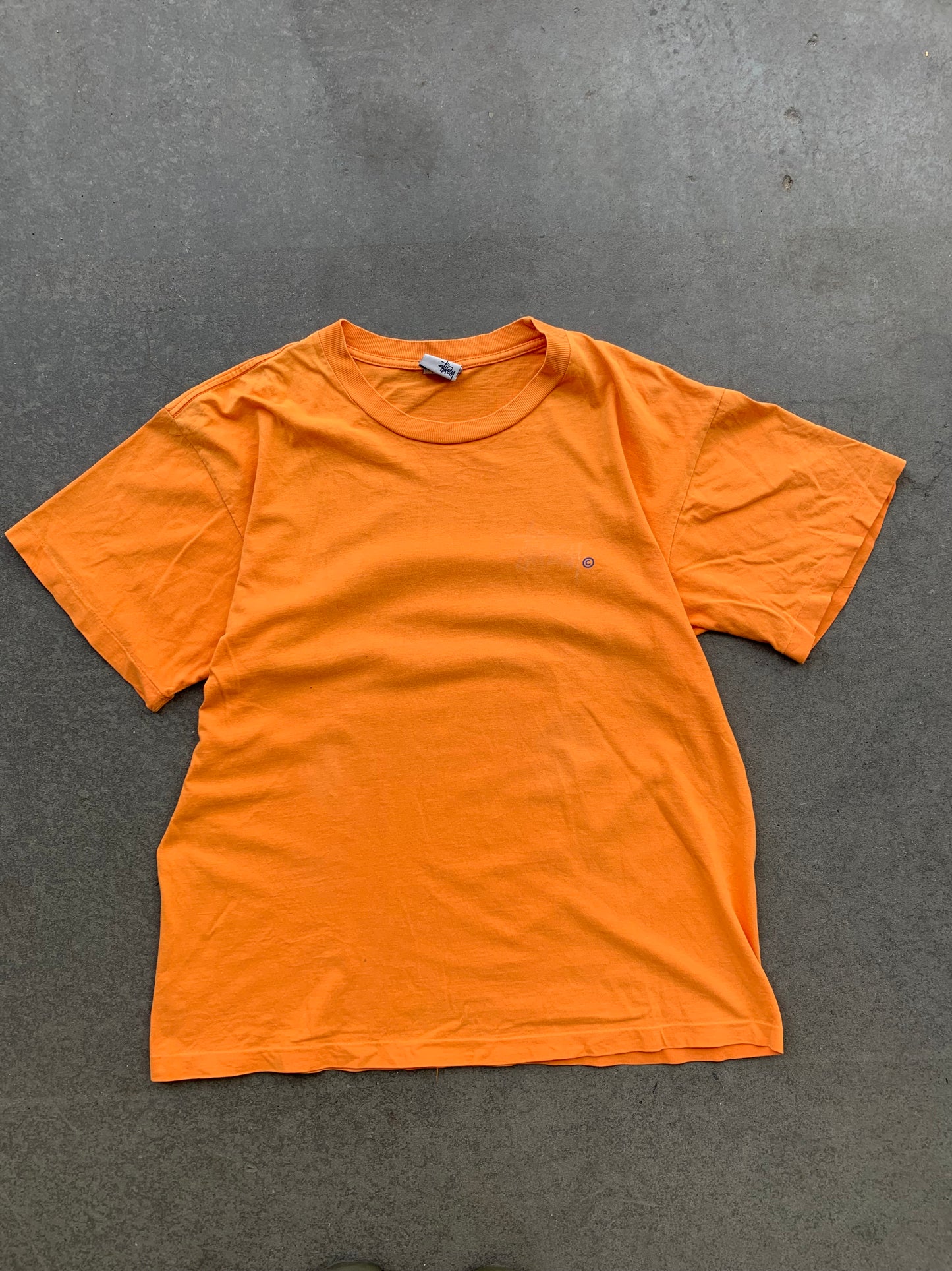 (S/M) 90’s Stussy Orange / Peach Script Tee