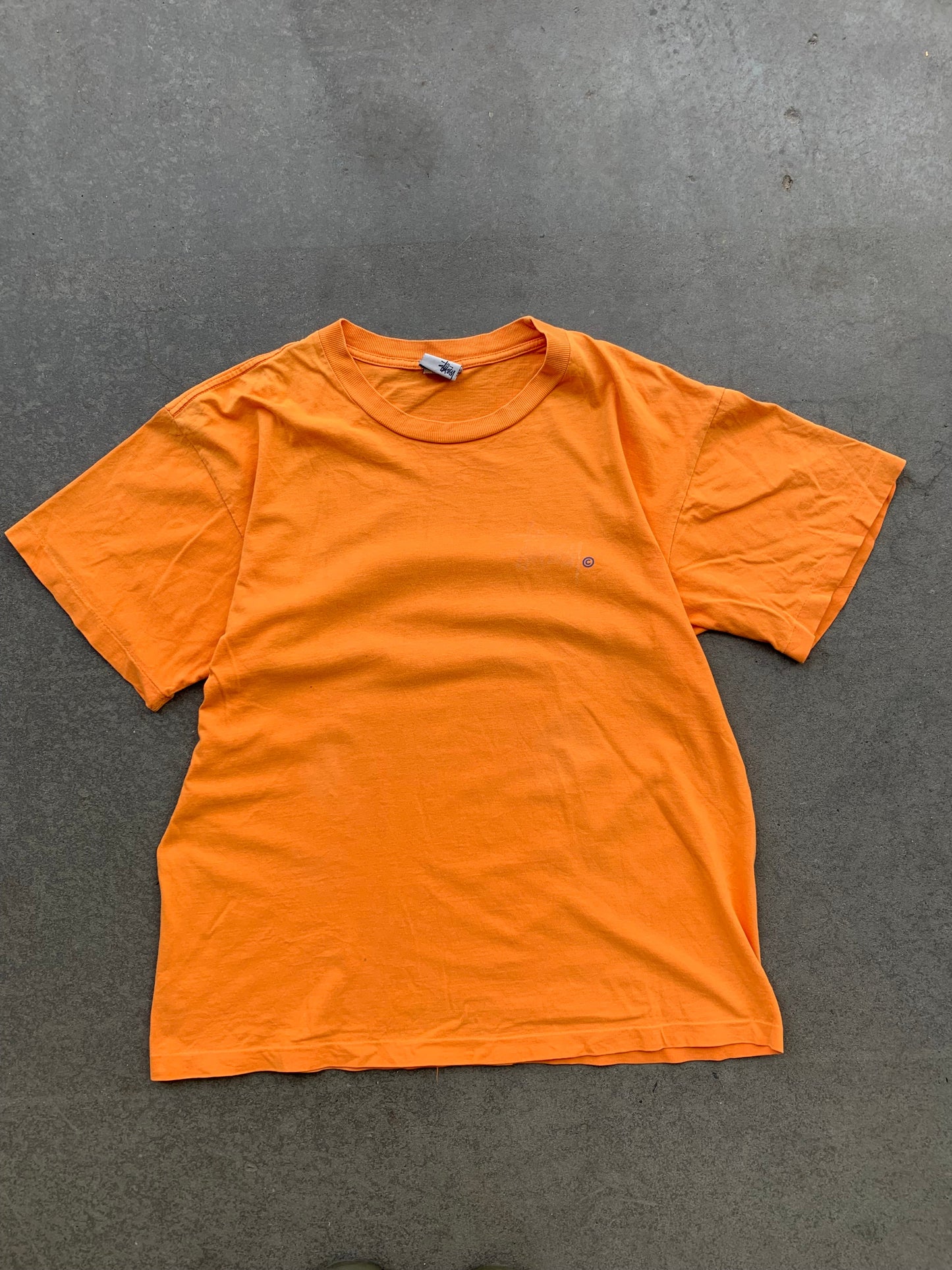(S/M) Vintage Stussy Orange / Peach Script Tee