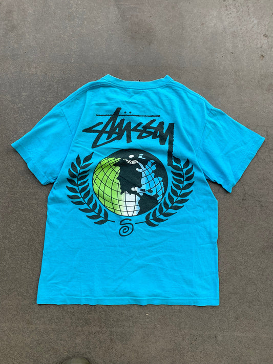 (S) Early 2000s Stussy Globe Tee