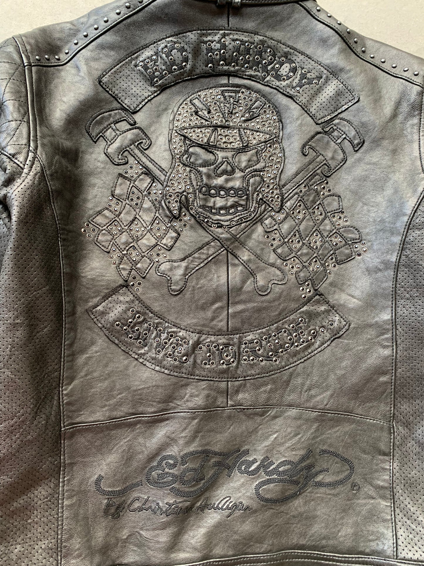 (S/M) Ed Hardy Leather Moto Jacket
