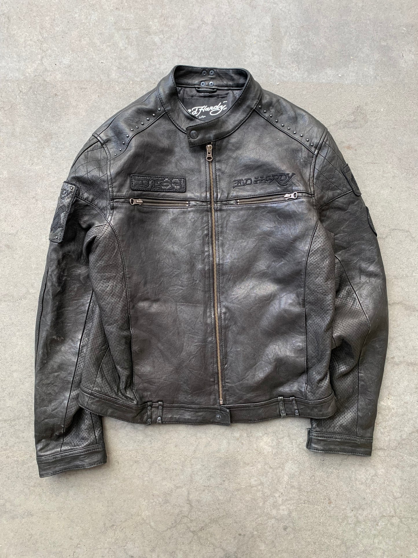 (S/M) Ed Hardy Leather Moto Jacket