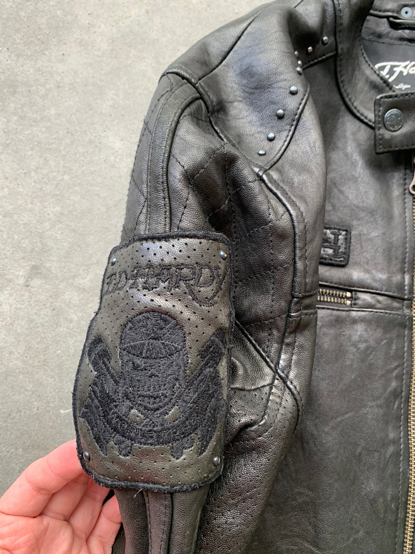 (S/M) Ed Hardy Leather Moto Jacket