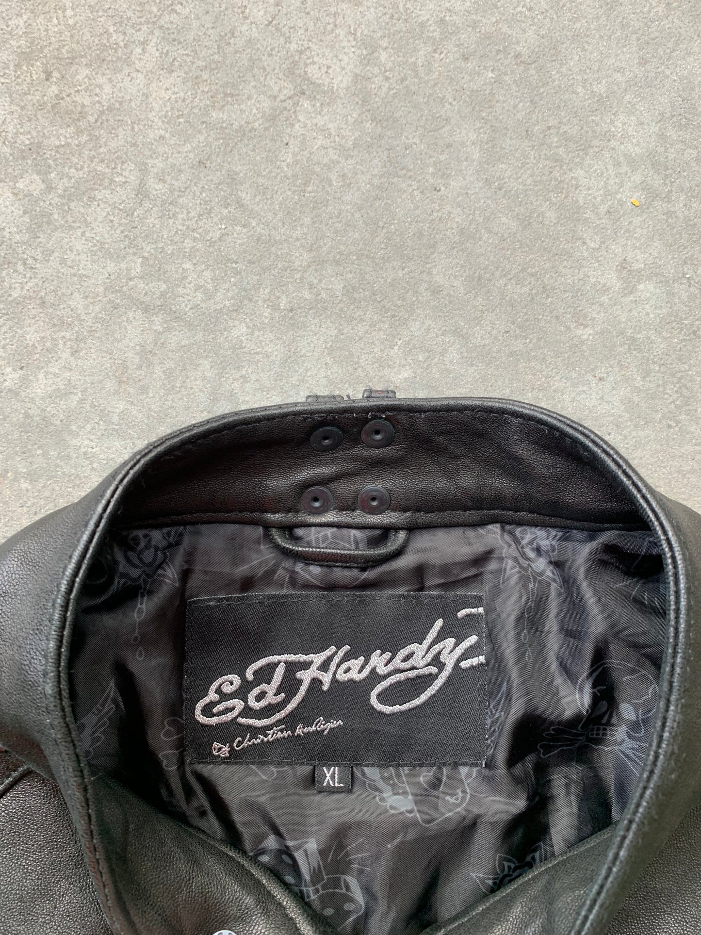 (S/M) Ed Hardy Leather Moto Jacket