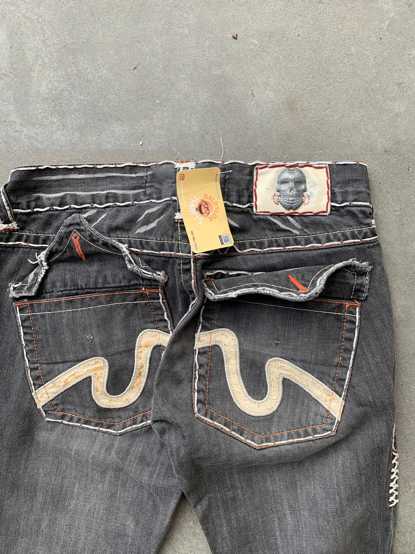 (30”) Y2K Laguna Skull Contrast Denim