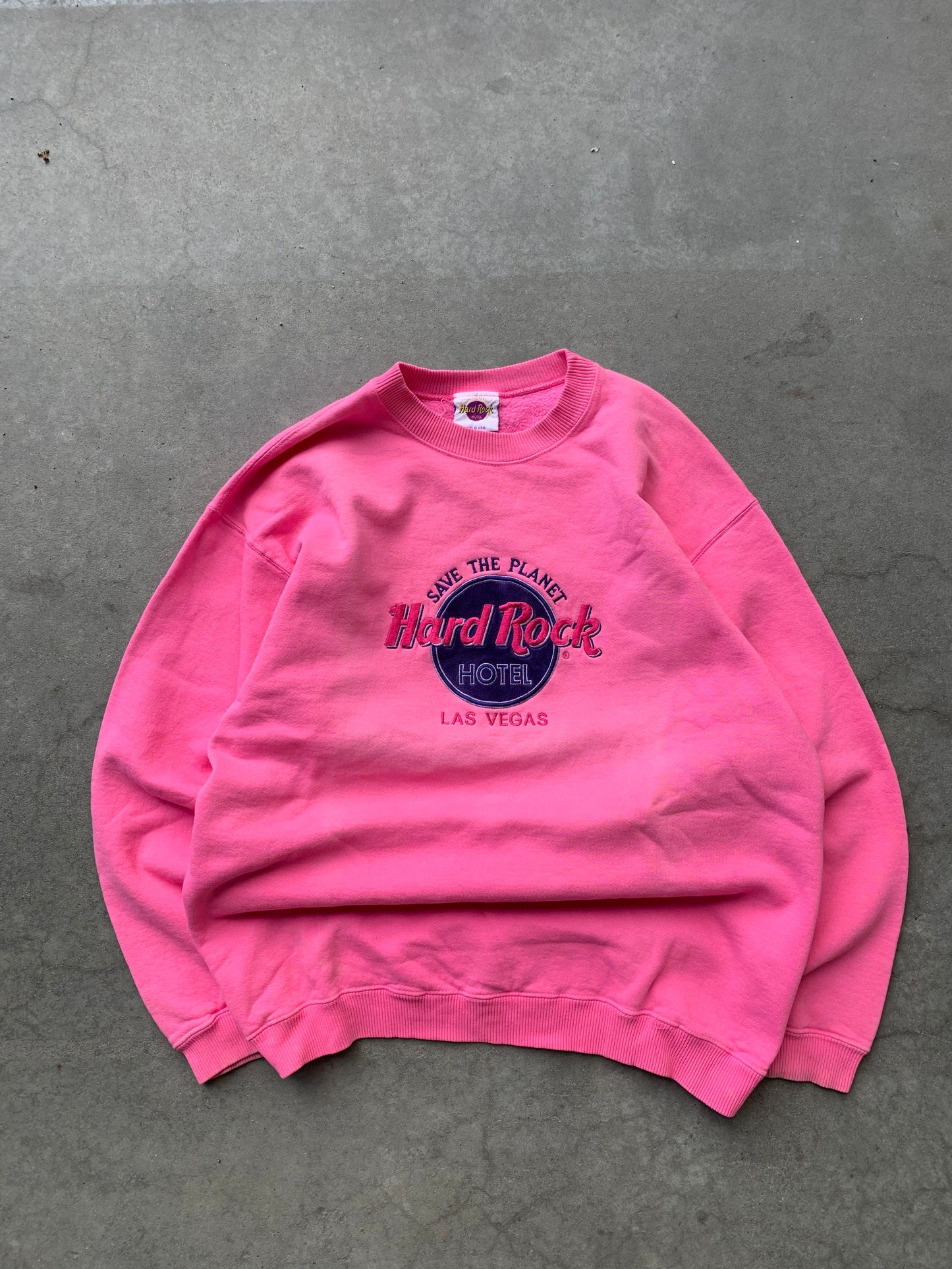 (2X) 90’s Hard Rock Hotel Pink Crewneck