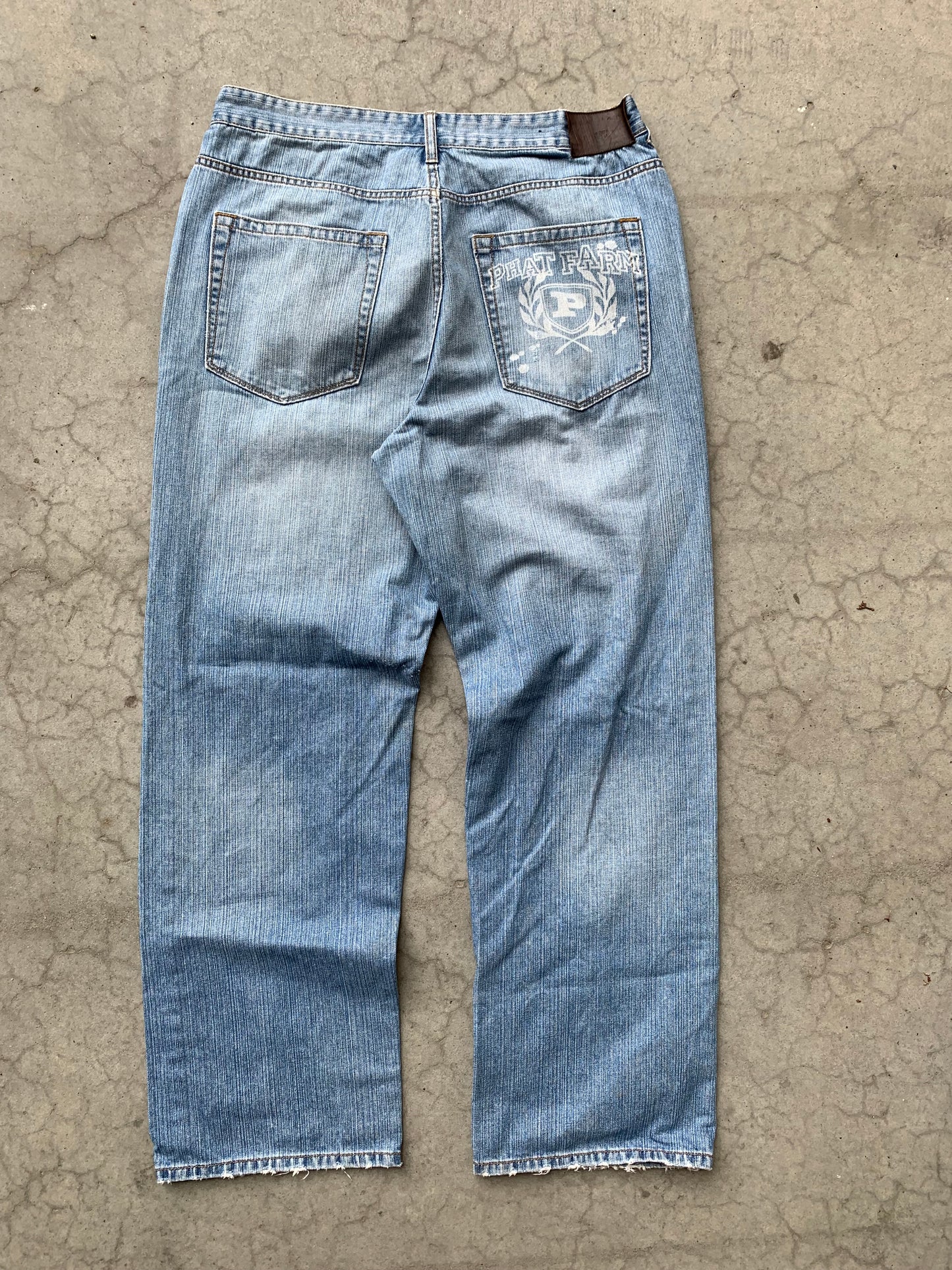 (36”) Distressed Baggy Phat Farm Denim