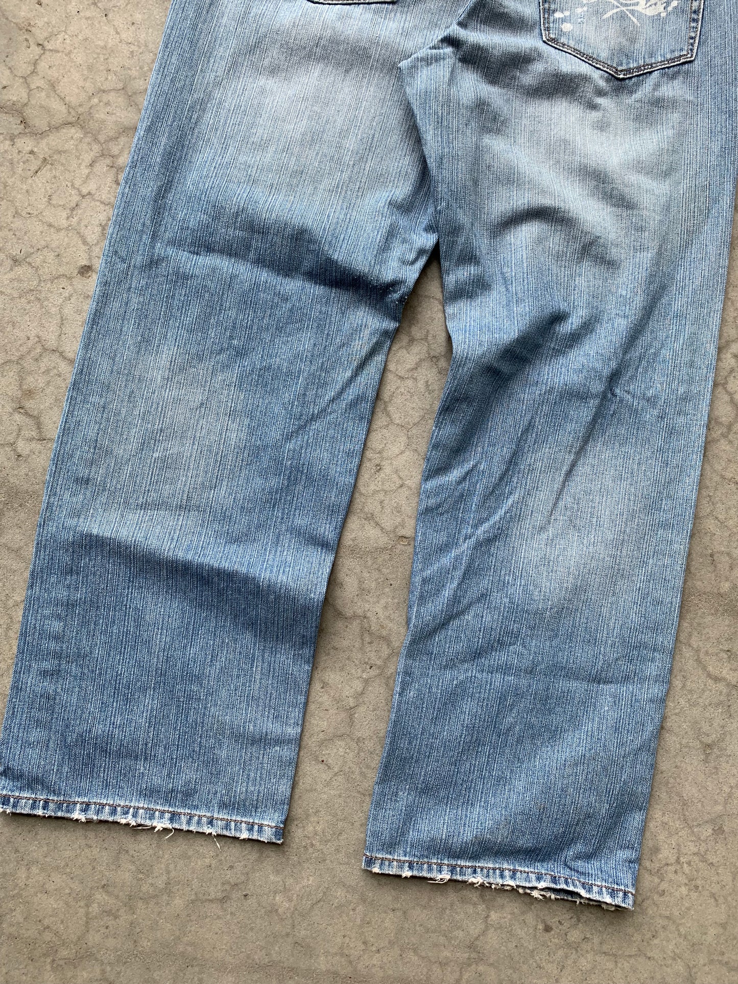 (36”) Distressed Baggy Phat Farm Denim