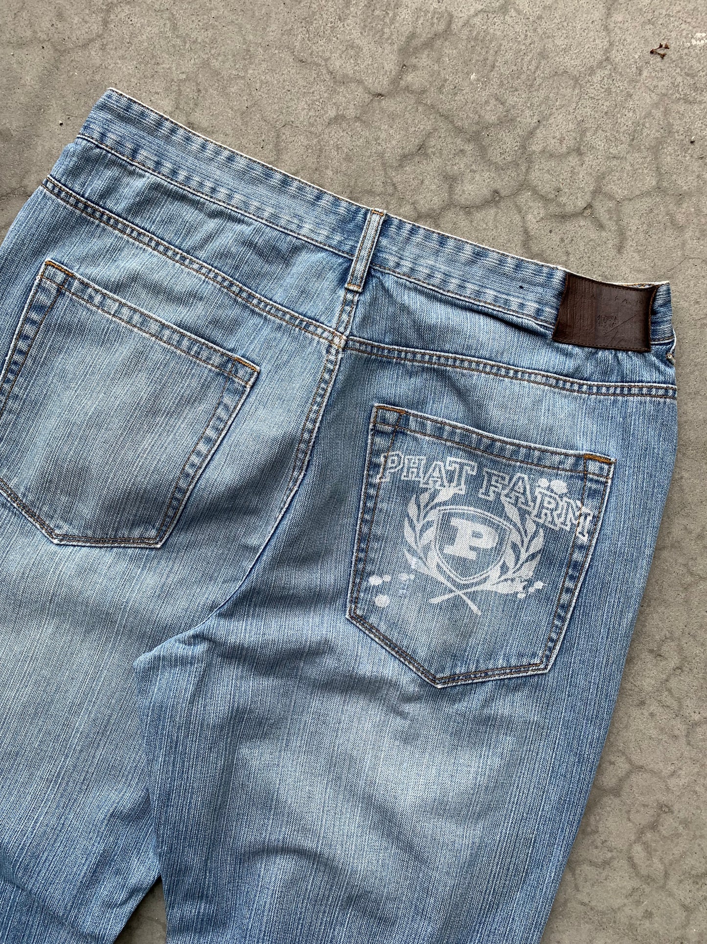 (36”) Distressed Baggy Phat Farm Denim