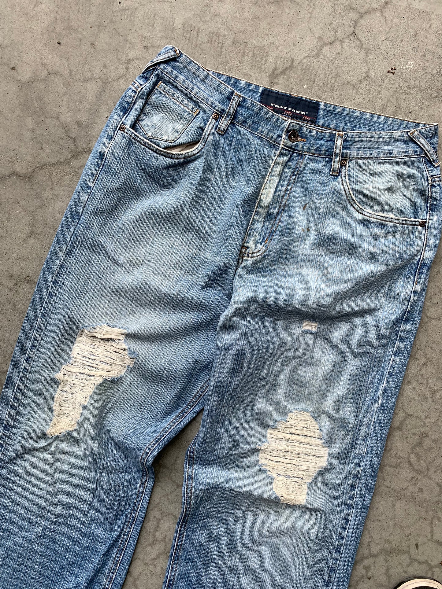 (36”) Distressed Baggy Phat Farm Denim