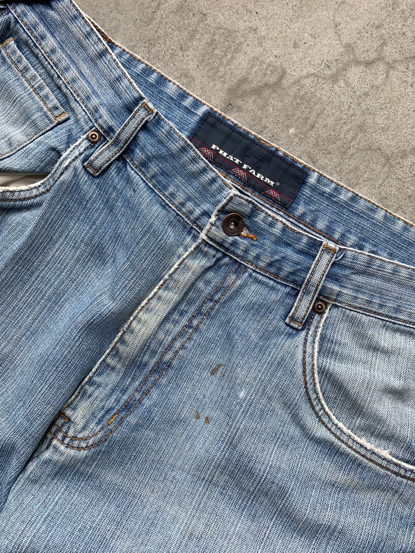 (36”) Distressed Baggy Phat Farm Denim