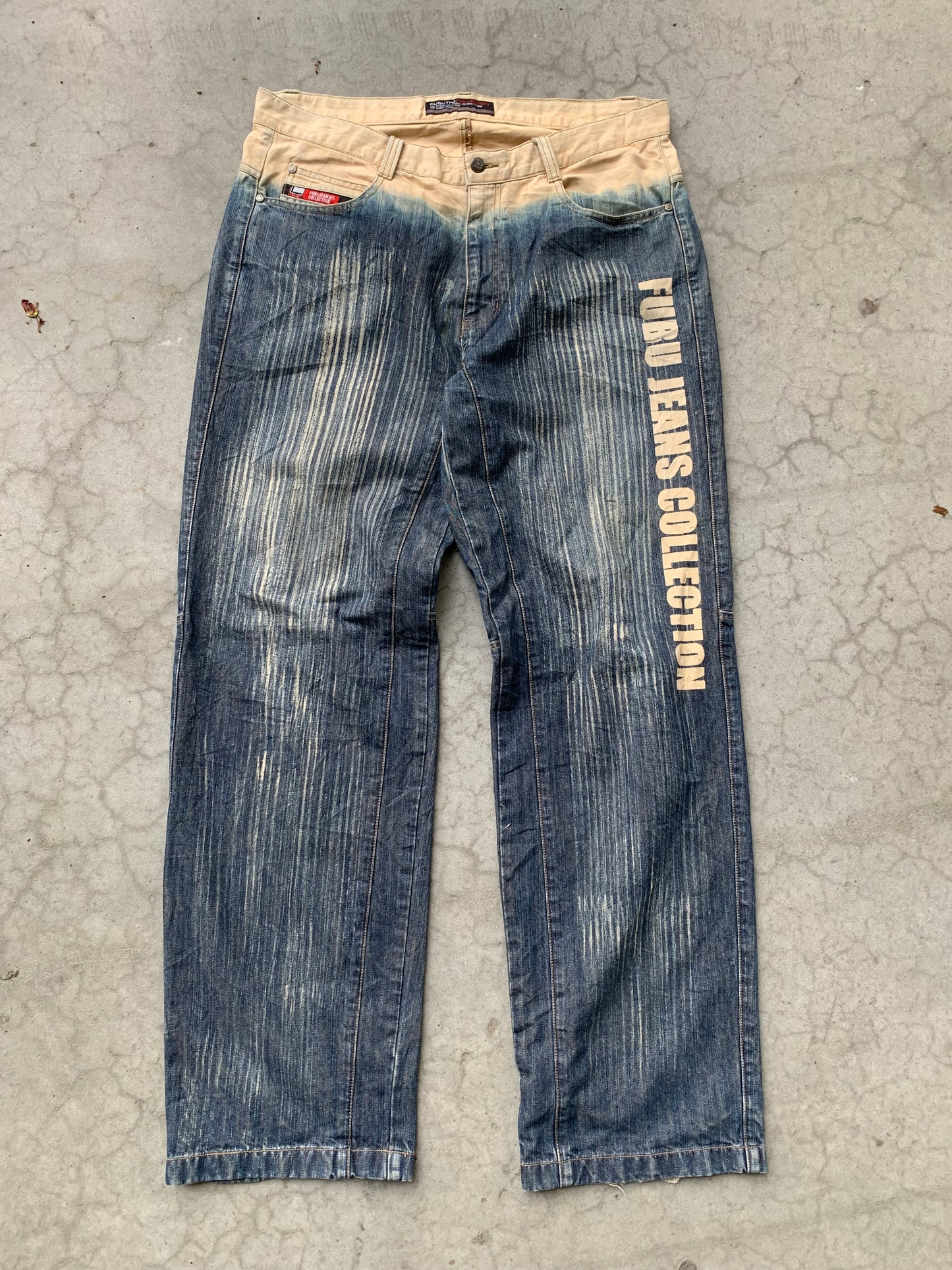 (38”) Y2K Fubu Sunfaded Baggy Denim