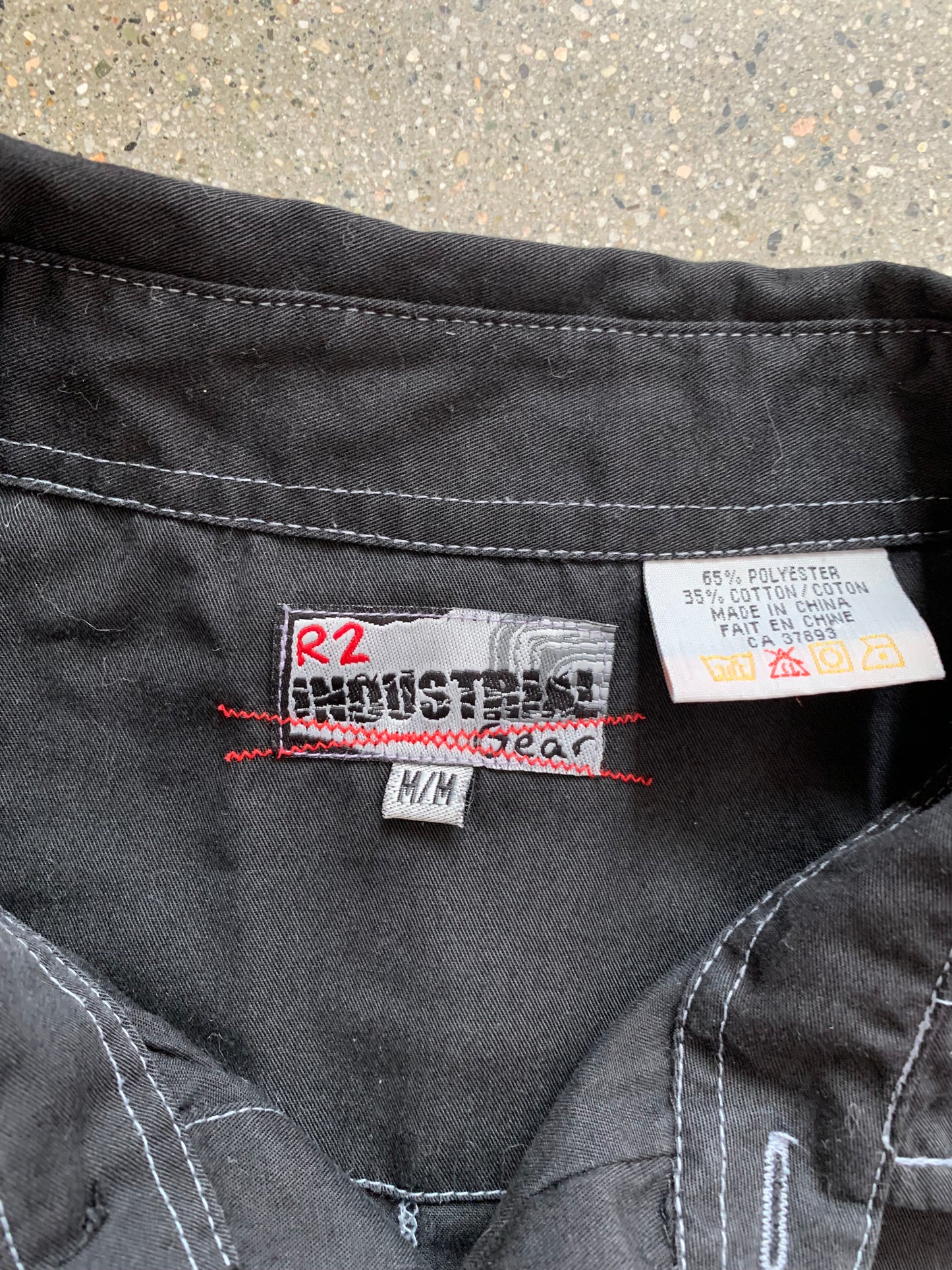 (M/L) Y2K Industrial Gear Contrast Button Up