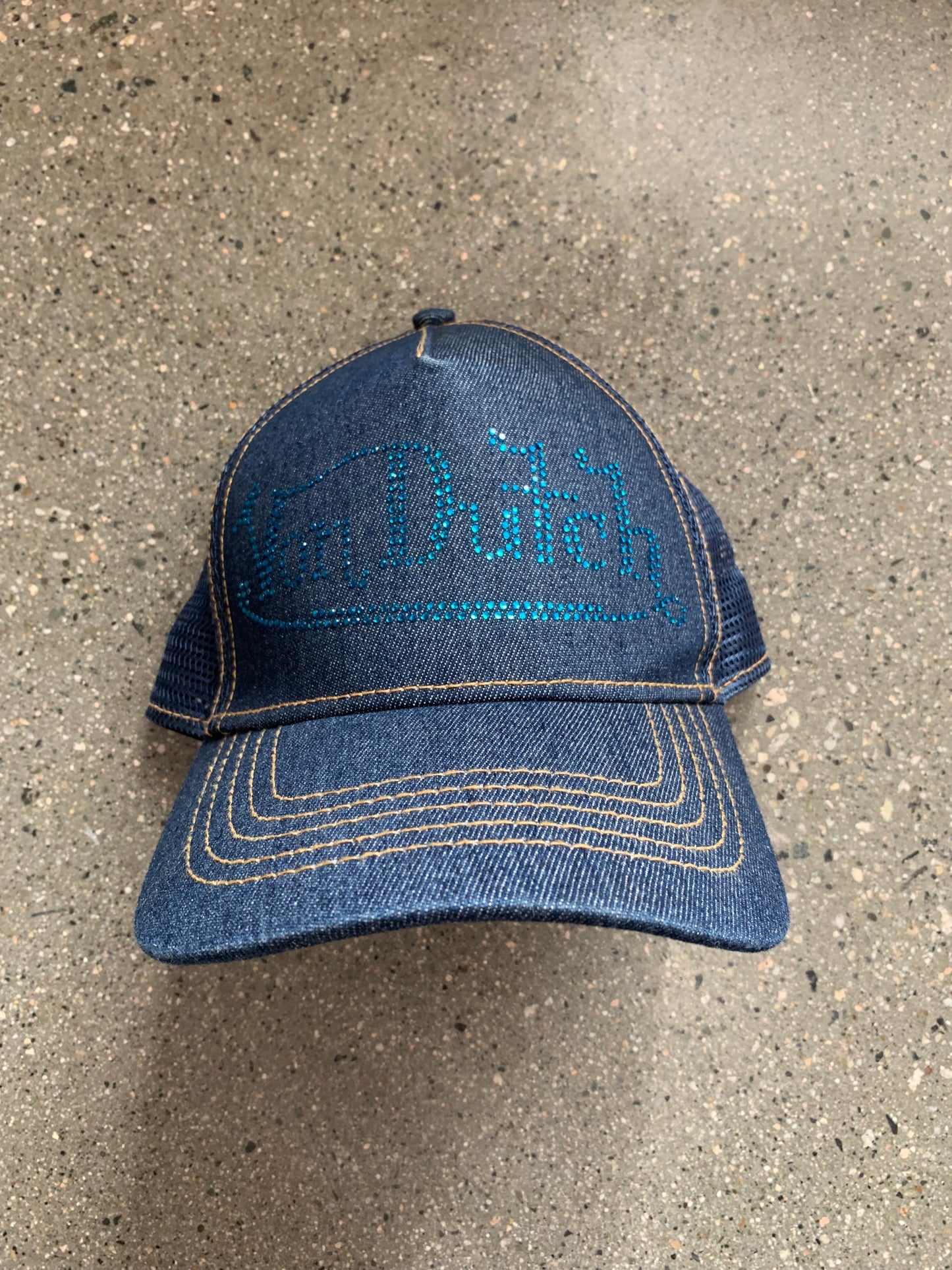 (OSFA) Y2K Denim Von Dutch Trucker Cap
