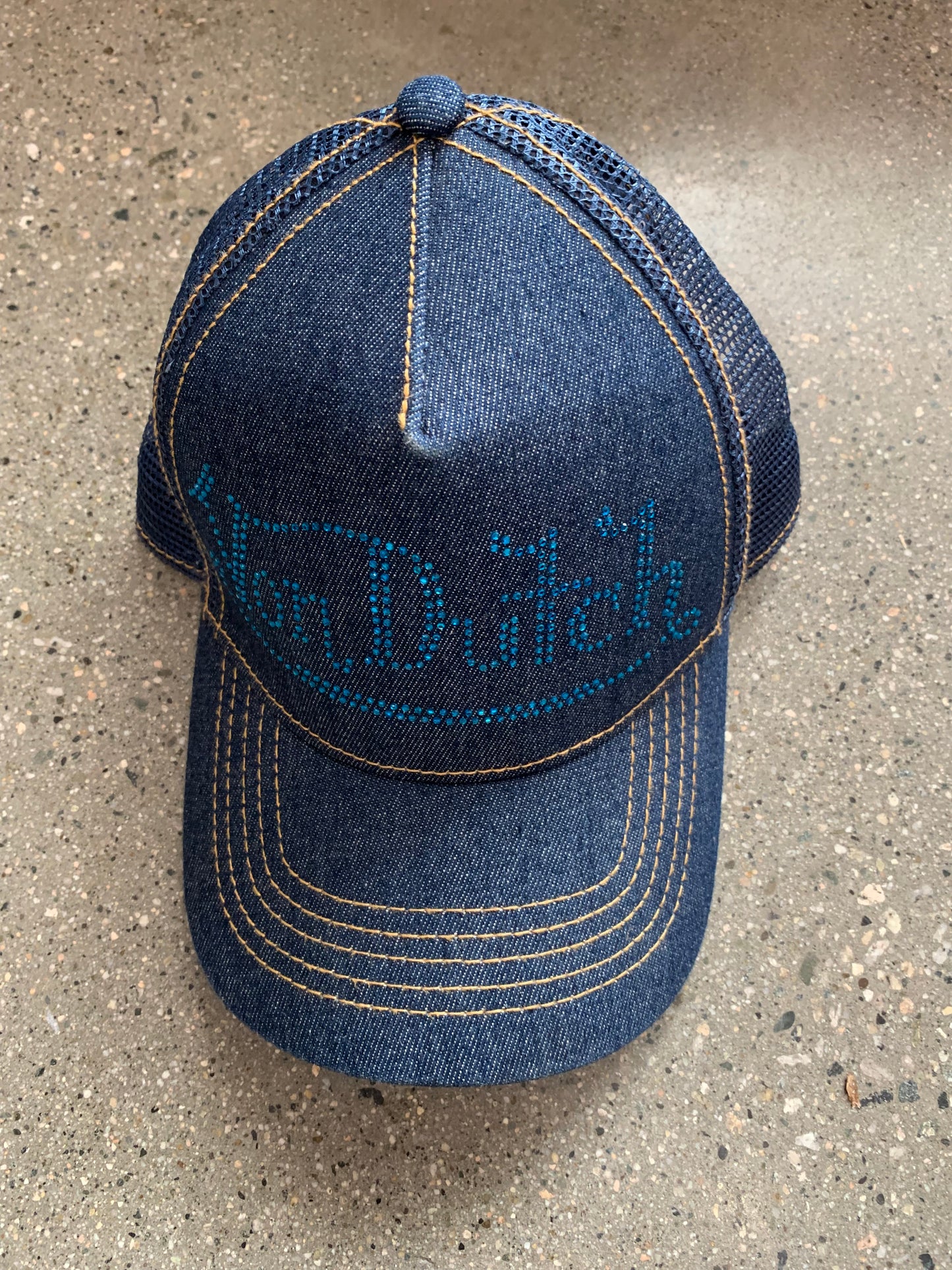 (OSFA) Y2K Denim Von Dutch Trucker Cap
