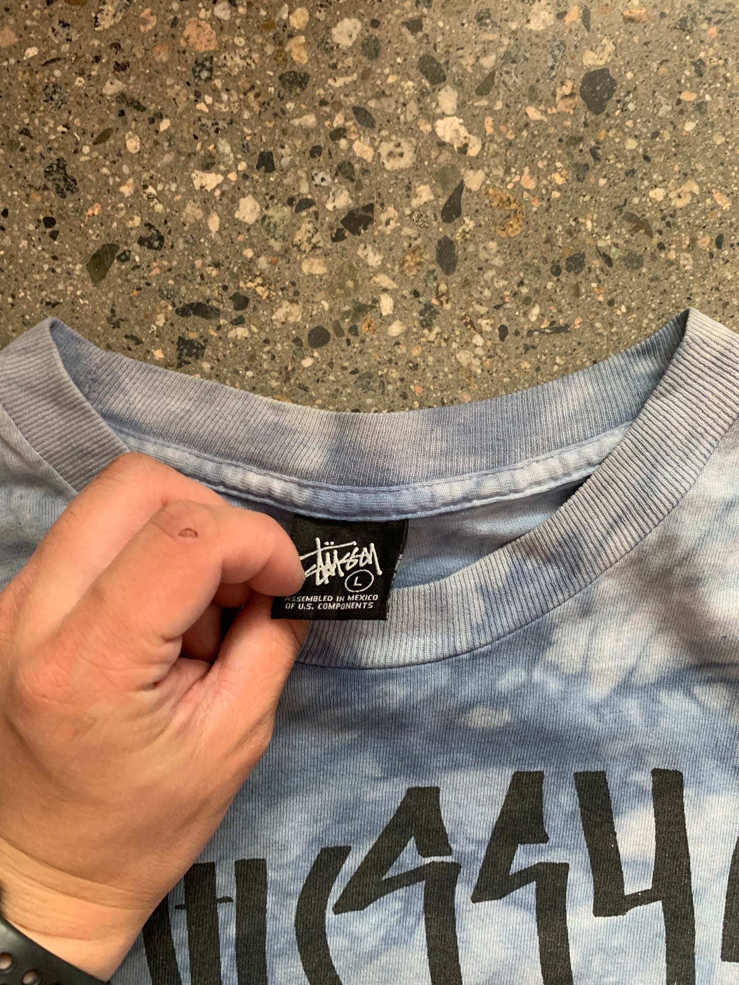 (L) 2000s Stussy Sky Blue Tie Dye Tee