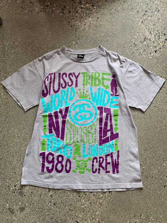(L/XL) Mid 2000s Stussy Tribe Worldwide Tee