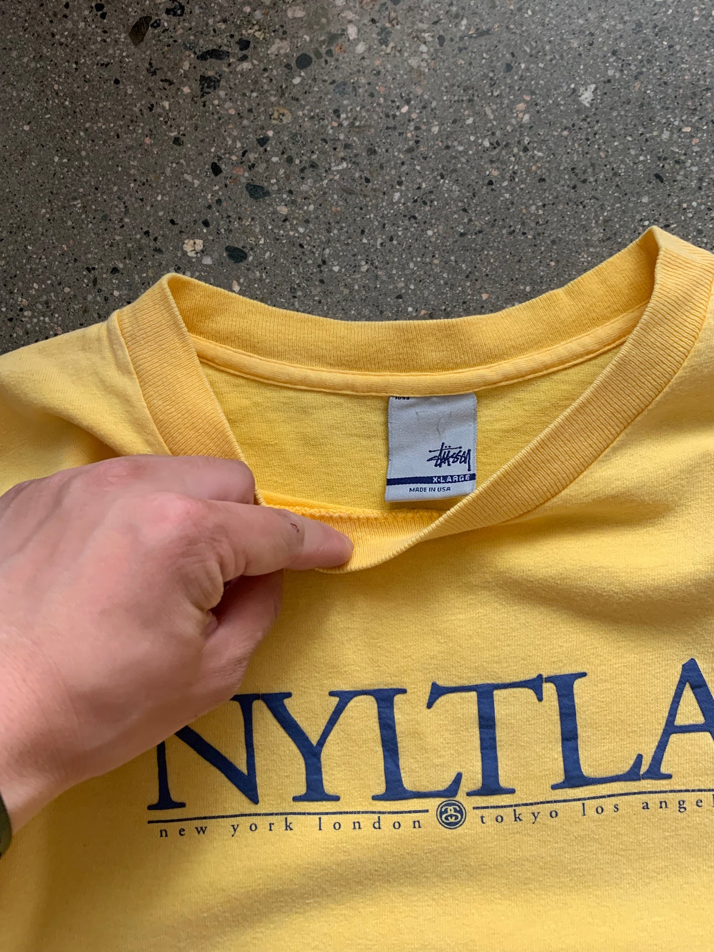 (M) 2002 Stussy Yellow NYLTLA Tee
