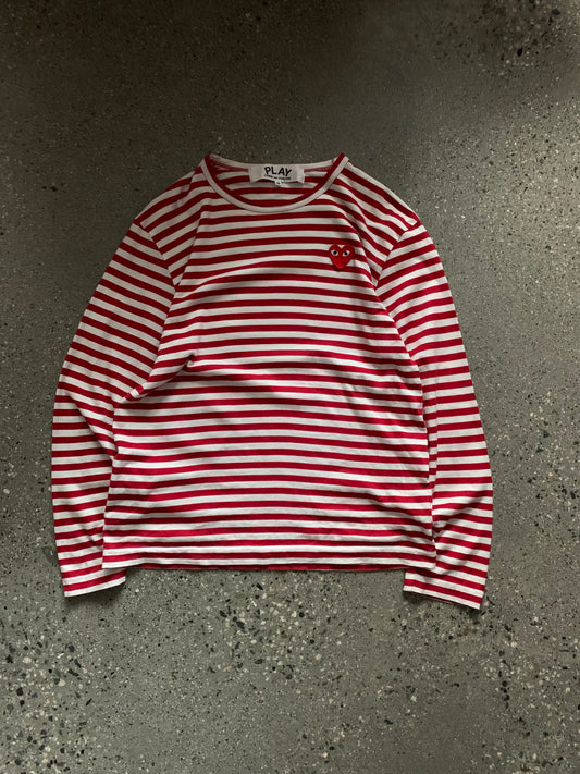 (S/M) CDG Play Candy Cane LS