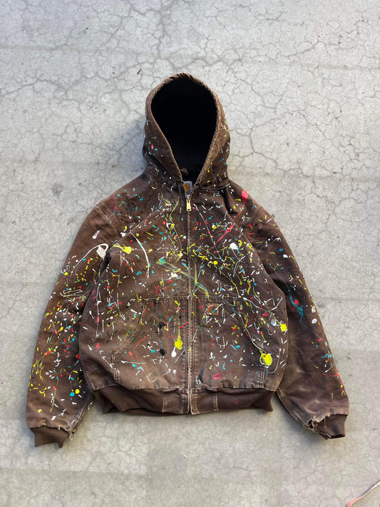 (L/XL) Vintage Carhartt Paint Splatter Hooded