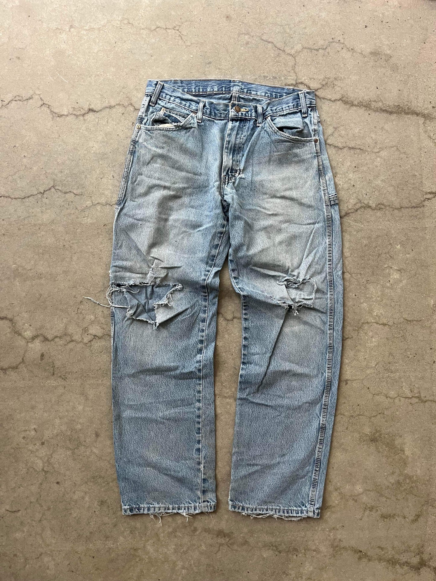 (32”) Distressed Light Wash Dickies Carpenter Jeans